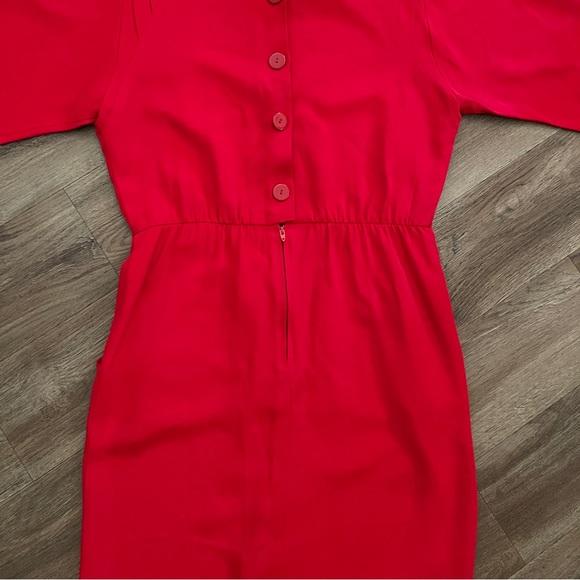 Vintage 80s PJ Klein Red Linen Button Up Back Dress. - Picture 12 of 12